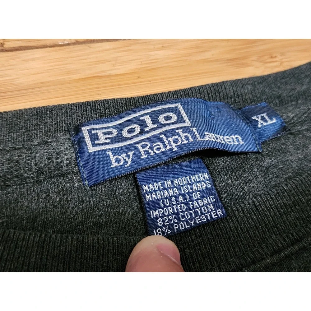 VTG 90s Polo Ralph Lauren Men's XL Crewneck Sweatshirt Sweater Gray USA Pullover